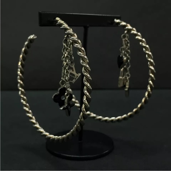 Louis Vuitton Creole Sweet Monogram Silver Tone Pierced Earring - Picture 1 of 8